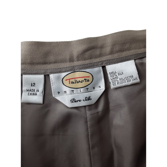 Vintage Talbots Women's Tan Khaki 100% Silk High Waist Straight Leg Pants 12 - Picture 5 of 10
